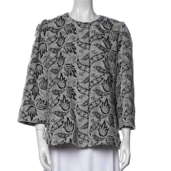 CO. Floral Embroidered Cropped Evening Opera Jacket, Size M - Picture 14 of 16